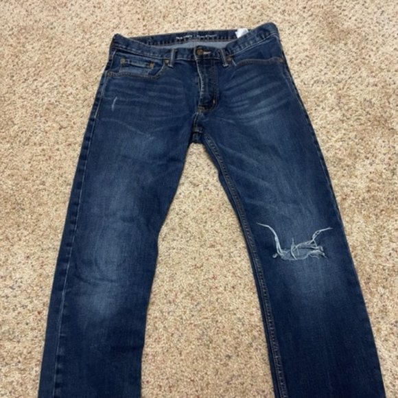 Old Navy Dark Wash Distressed Slim Fit Denim Jeans – 30x32 - Picture 5 of 7